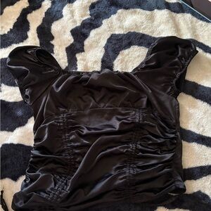 Almost Famous Black Satin Blouse